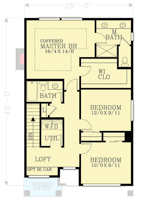 Plan 28002J: 1631 Square Foot Contemporary Plan Just 26-Feet Wide Perfect for a Narrow Lot - Floor Plan - 2nd Floor - Contemporary, Mid Century Modern, Modern, Northwest