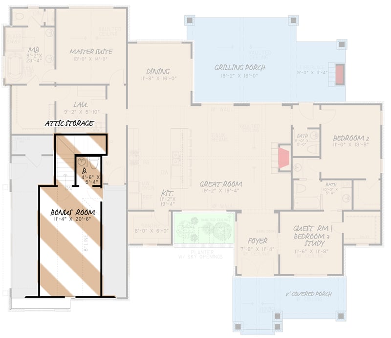 Plan 70657MK: Country Craftsman House Plan with Bonus Room above Garage - 2073 Sq Ft - Floor Plan - Bonus with Half Bath - Country, Craftsman, Mountain, New American