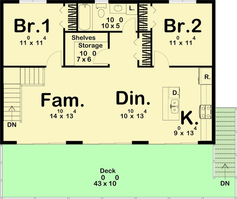 Plan 62845DJ: Modern Cabin Getaway  - Floor Plan - Main Level - Mid Century Modern, Modern, Mountain, Vacation