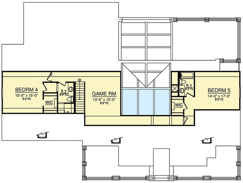 Plan 36594TX: 5-Bed Two-Story House Plan with Ample Outdoor Living Space - Floor Plan - 2nd Floor - Country, Hill Country