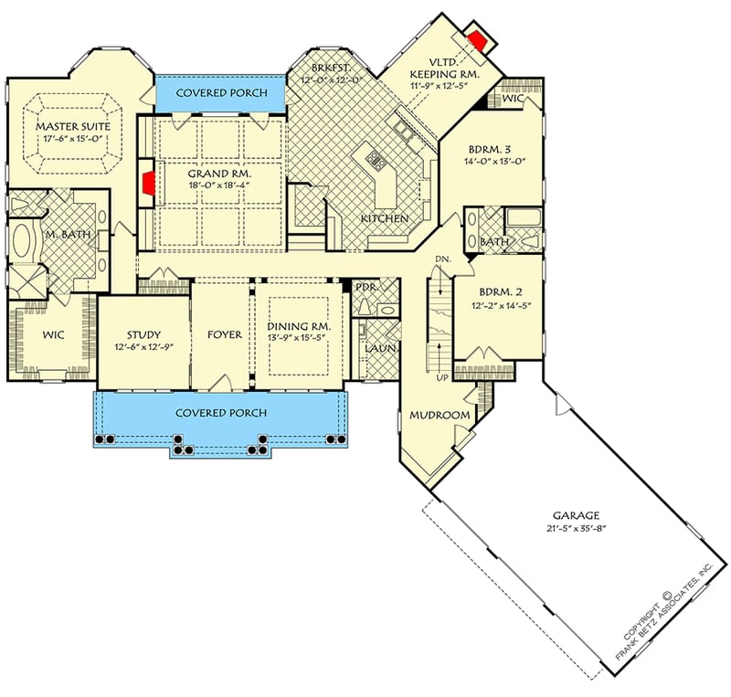 Plan 710360BTZ: Spacious Two-Story Home Plan with Angled 3-Car Garage - Floor Plan - Main Level - Georgian, Southern
