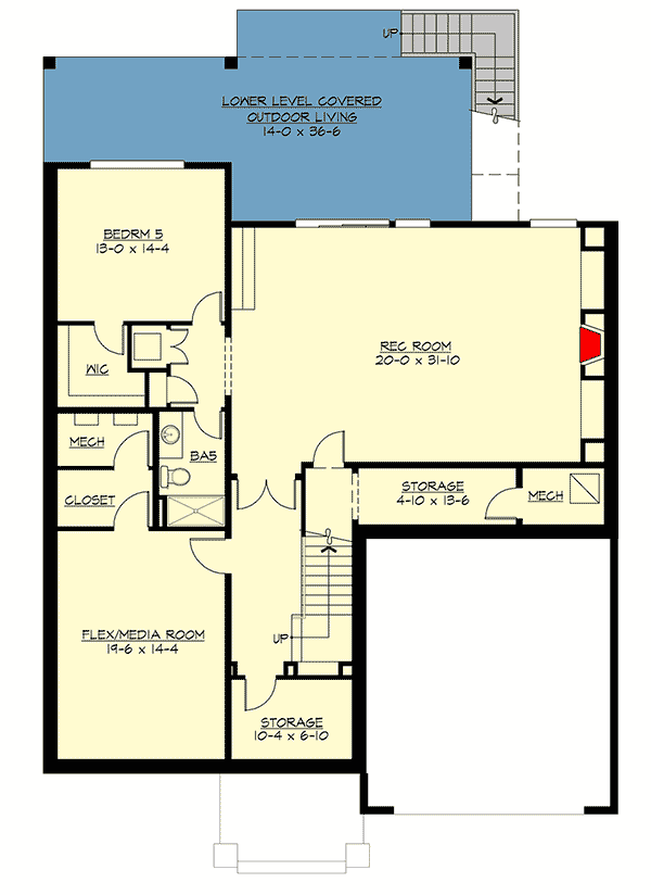 Plan 23854JD: Spectacular Prairie Home Plan with Lower-Level Rec Room - Floor Plan - Lower Level - Contemporary, Mid Century Modern, Modern, Northwest, Prairie
