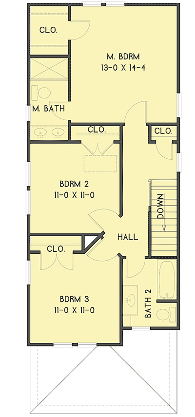 Plan 31572GF: Narrow Two-Story Home Plan with 3 Bedrooms - Floor Plan - 2nd Floor - Country, Traditional
