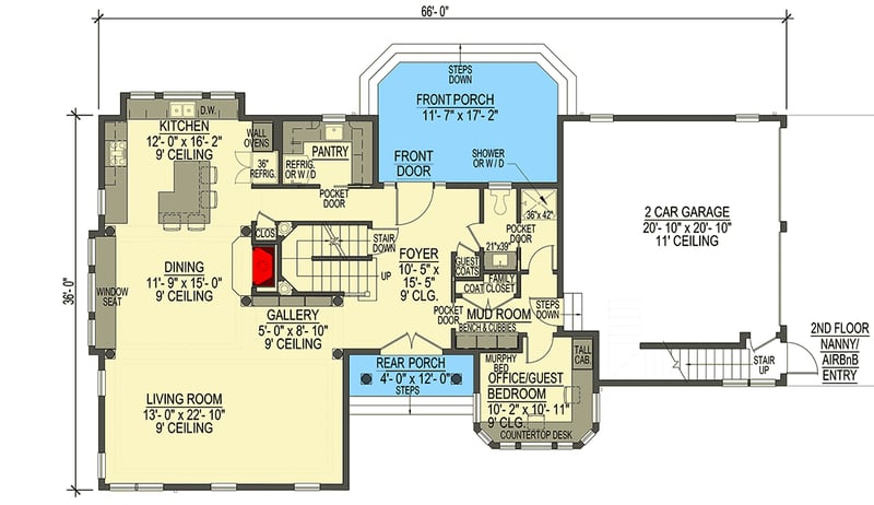 Plan 654000KNA: Coastal Shingle Style House Plan with Apartment Option - Floor Plan - Main Level - Coastal, Shingle