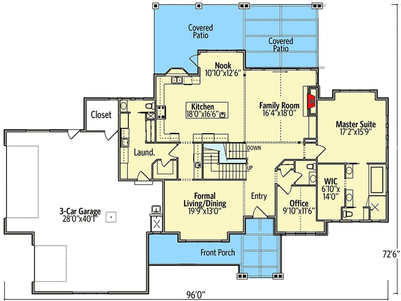 Plan 95084RW: Two-Story Mountain Craftsman House Plan with Main-Floor Master - Floor Plan - Main Level - Craftsman, Mountain, New American, Rustic