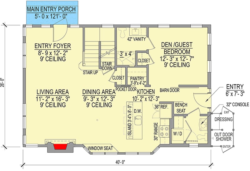 Plan 654003KNA: Exclusive Shingle House Plan with Optional Lower Level Apartment - Floor Plan - Main Level - Coastal, Shingle, Vacation