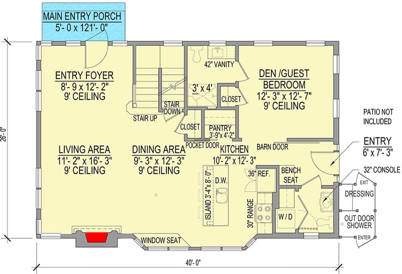 Plan 654005KNA: Coastal Shingle House Plan with Optional Lower Level Apartment - Floor Plan - Main Level - Coastal, Shingle, Vacation