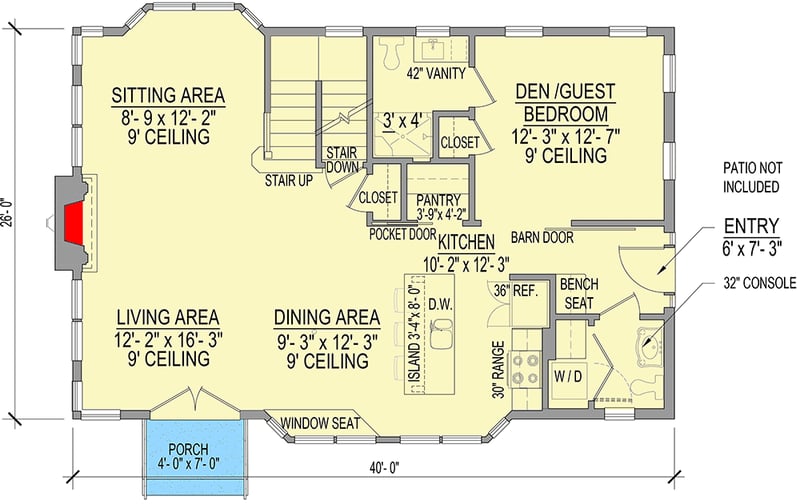 Plan 654006KNA: Exclusive Shingle House Plan with Rooftop Deck - Floor Plan - Main Level - Shingle, Vacation