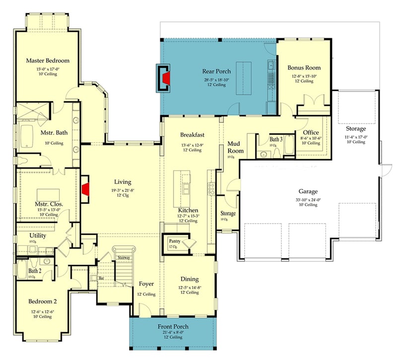 Plan 860052MCD: Luxury Southern Home Plan with Rustic Interior Elements - Floor Plan - Main Level - Acadian, Coastal, Coastal Contemporary, Louisiana-Style, New American, Southern, Transitional
