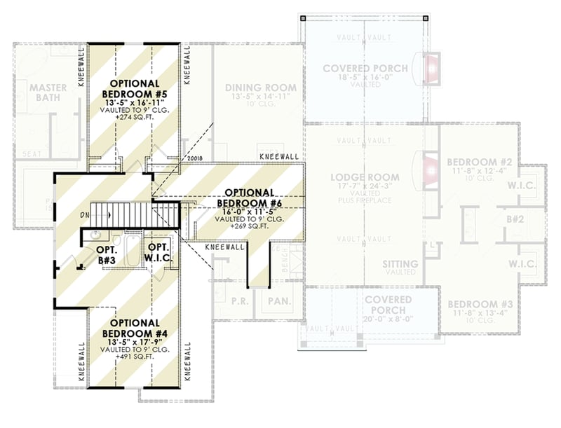 Plan 25702GE: Modern Farmhouse Plan with Optionally Finished 2nd Floor - 2389 Sq Ft - Floor Plan - Optionally Finished Second Level - Country, Farmhouse, Modern Farmhouse, New American, Ranch, Southern, Traditional