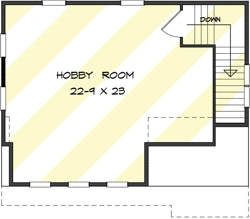 Plan 360066DK: Detached 2-Car Garage with Flex Space above - Floor Plan - 2nd Floor - New American, Traditional