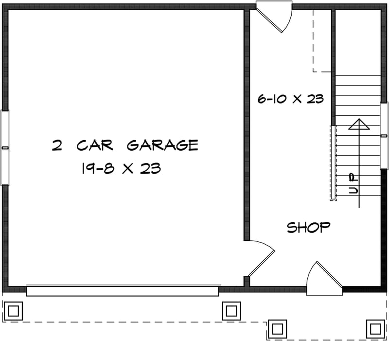 Plan 360066DK: Detached 2-Car Garage with Flex Space above - Floor Plan - Main Level - New American, Traditional