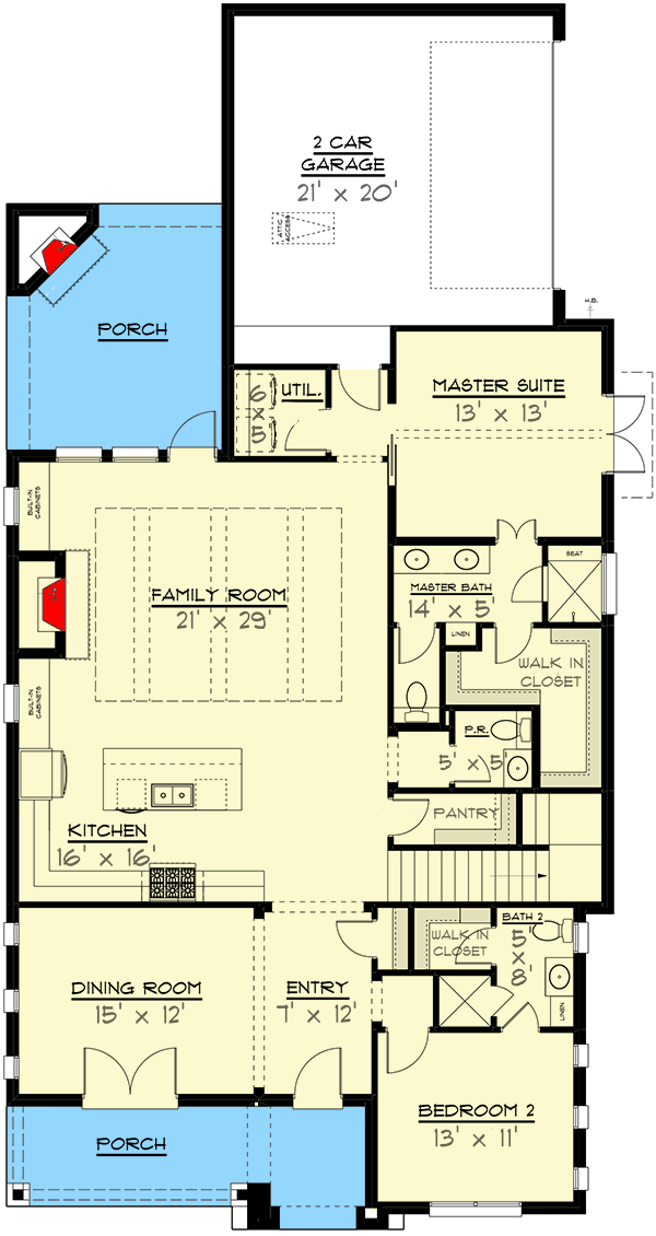 Plan 915040CHP: Traditional Southern House Plan with Open Living Space - Floor Plan - Main Level - Southern, Traditional, Transitional