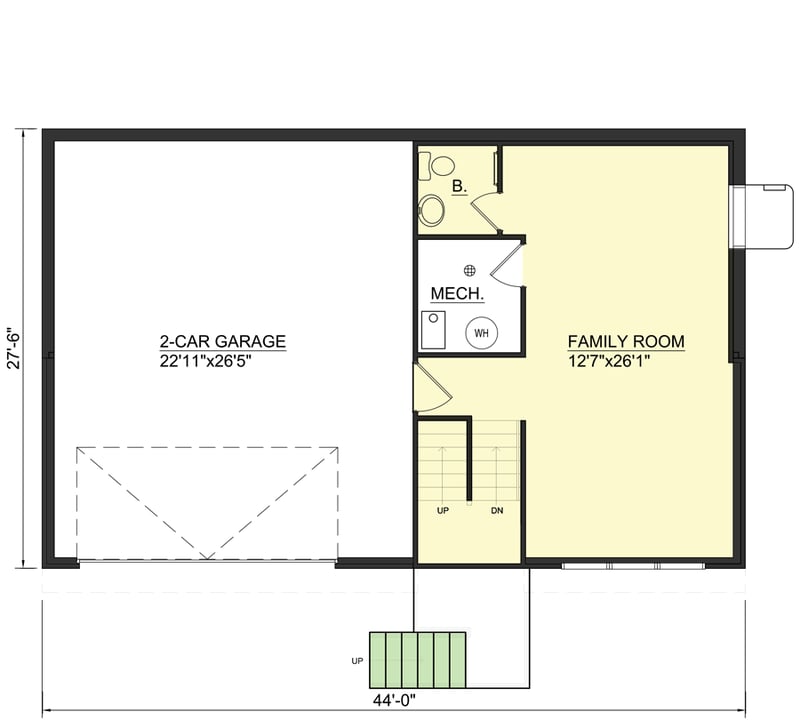 Plan 12740MA: Split Level Country House Plan with Lower-Level Garage - Floor Plan - Lower Level - Country, Traditional
