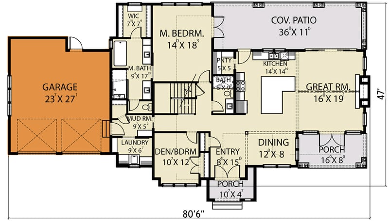 Plan 280093JWD: New American Craftsman Home Plan with Attachable Garage - Floor Plan - 2-Car Attached Garage Option - Country, Craftsman, Farmhouse, Modern Farmhouse, New American, Northwest