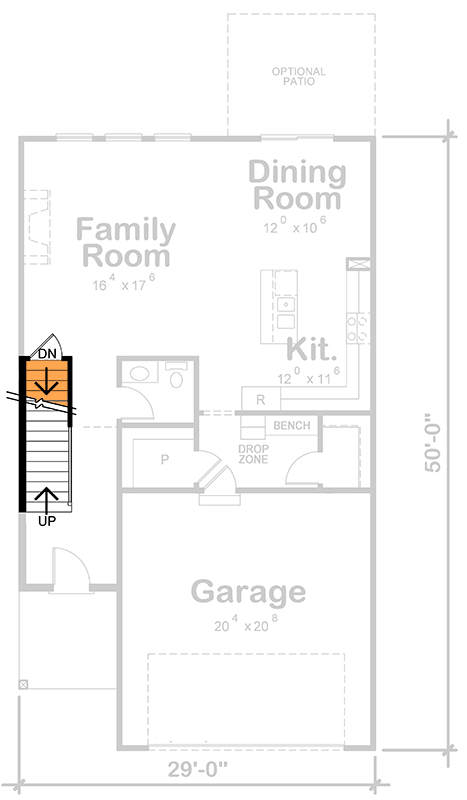 Plan 42642DB: 4 Bed House Plan with Upstairs Master Suite with Laundry Access - Floor Plan - Basement Stairs Location - Traditional