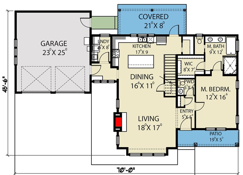 Plan 280095JWD: Open Concept Modern Farmhouse Plan with Two Upstairs Bedrooms Plus Bonus - 2443 Sq Ft - Floor Plan - Main Level - Country, Craftsman, Modern Farmhouse, New American