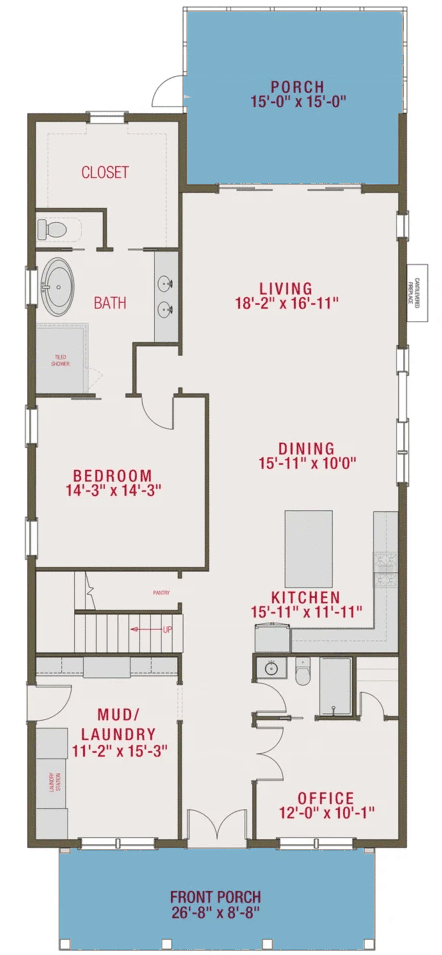 Plan 50178PH: Modern Farmhouse Plan with Home Office - Floor Plan - Main Level - Cottage, Country, Farmhouse, Modern Farmhouse, New American