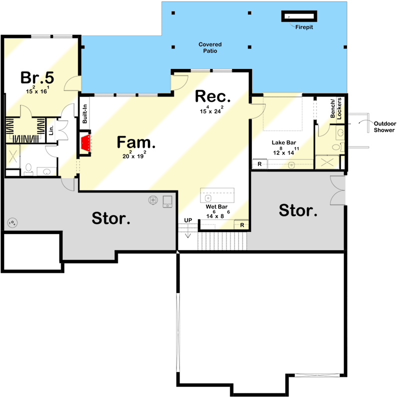 Plan 62899DJ: Rustic Craftsman Lake House Plan with Cathedral Ceiling in Great Room - 2573 Sq Ft - Floor Plan - Optional Lower Level Layout ($ Paid Option) - Coastal, Craftsman, New American, Shingle
