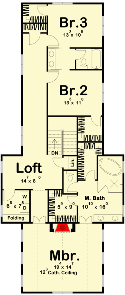 Plan 62900DJ: Country Farmhouse with 2-Car Rear Load Garage - Floor Plan - 2nd Floor - Cottage, Country, Farmhouse, Modern Farmhouse, Traditional