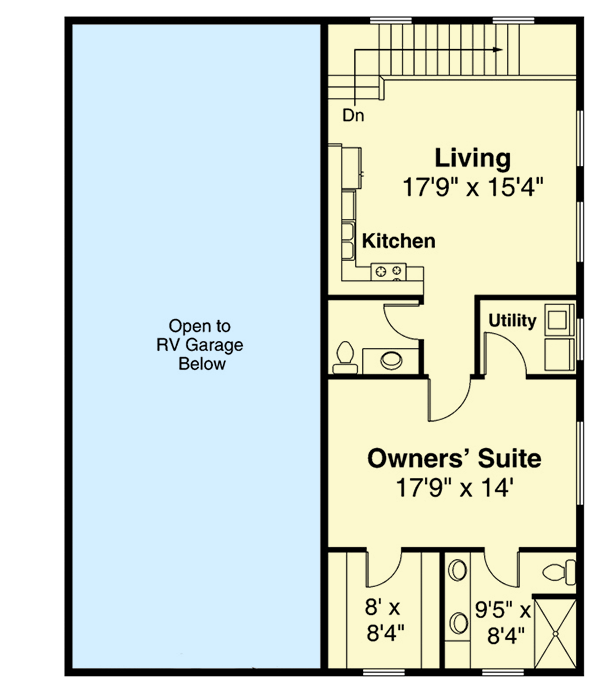 Plan 72996DA: Garage Apartment Plan with RV and Tandem Parking - 872 Sq Ft Apartment and 1663 Sq Ft Garage - Floor Plan - 2nd Floor - Carriage, Country, Traditional