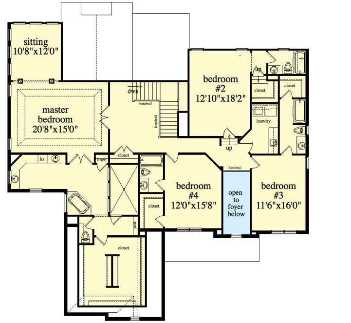 Plan 29893RL: Luxury European Home Plan with Optional Lower Level - Floor Plan - 2nd Floor - European, New American, Southern, Traditional