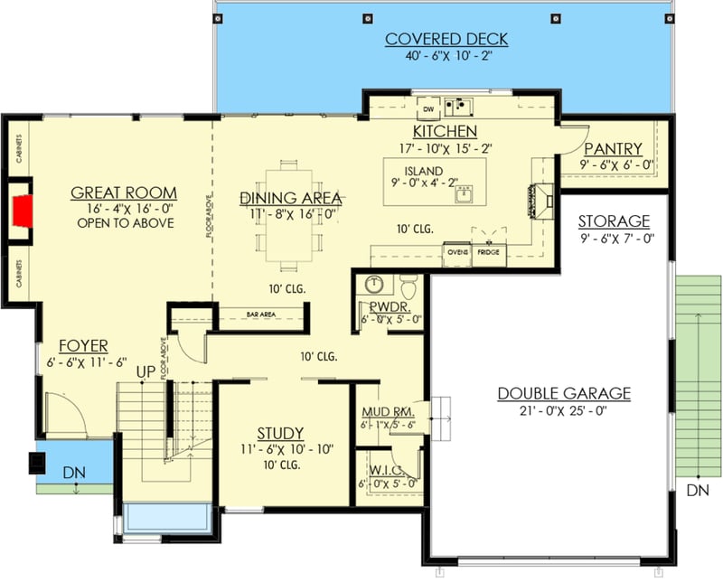 Plan 270021AF: Modern Northwest Home Plan with Two-Story Great Room - Floor Plan - Main Level - Contemporary, Modern, Northwest, Prairie