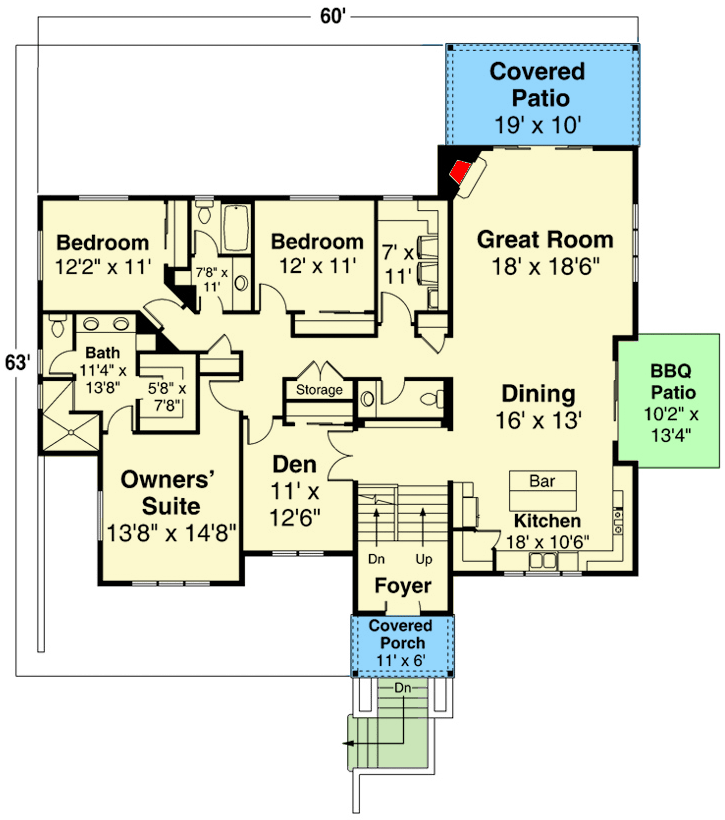Plan 720013DA: Split-Level Prairie Home Plan with Lower Level Garage - Floor Plan - Main Level - Contemporary, Northwest, Prairie