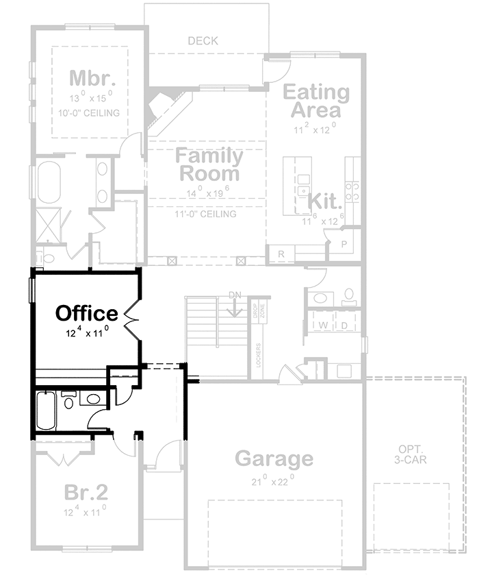 Plan 42648DB: Hipped Roof 2- or 3-Bed House Plan - Floor Plan - 2nd Floor - Prairie, Ranch