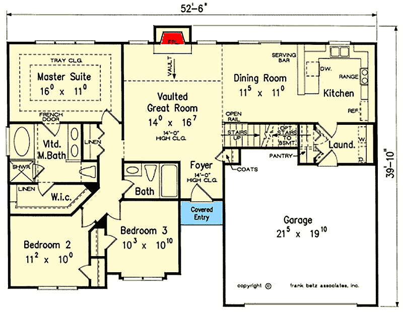Plan 710375BTZ: 3-Bedroom Brick Home Plan with Expansion Over The Garage - Floor Plan - Main Level - Southern, Traditional