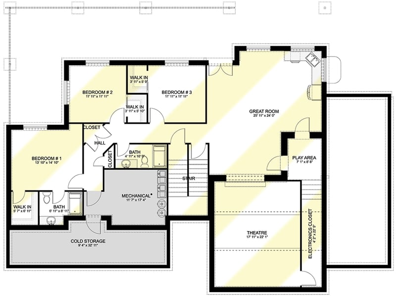 Plan 61366UT: New American Craftsman Home Plan with Hobby Room and Home Office - Floor Plan - Optional Lower Level - Craftsman, Mountain, New American, Traditional, Vacation