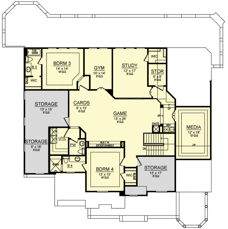 Plan 36629TX: New American Craftsman House Plan Designed to Entertain - Floor Plan - 2nd Floor - Craftsman, New American