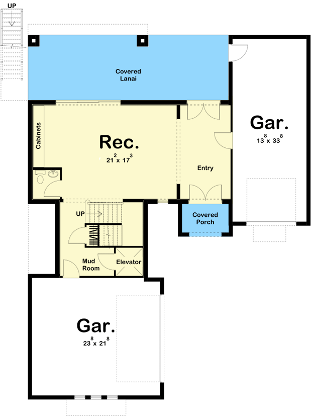 Plan 62929DJ: Coastal Home Plan with Third Floor Family Room and Deck - Floor Plan - Main Level - Coastal Contemporary, European, Florida-Style, Mediterranean, Transitional