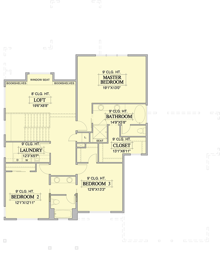 Plan 365006PED: Exclusive New American Home Plan with Private Study and Upstairs Laundry - Floor Plan - 2nd Floor - Country, Craftsman, Mountain, New American, Northwest