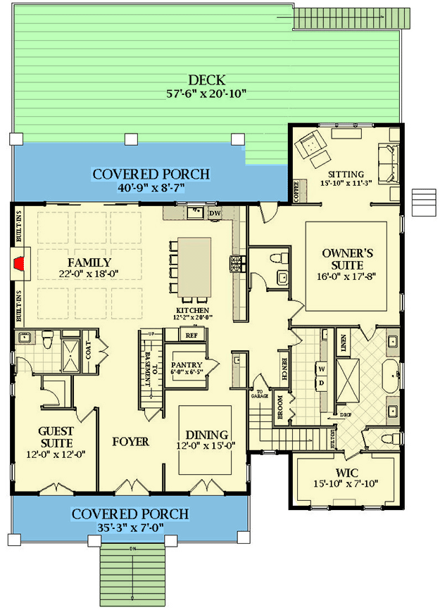 Plan 46417LA: Exclusive Georgian House Plan with Walk-out Basement - Floor Plan - Main Level - Georgian, Traditional