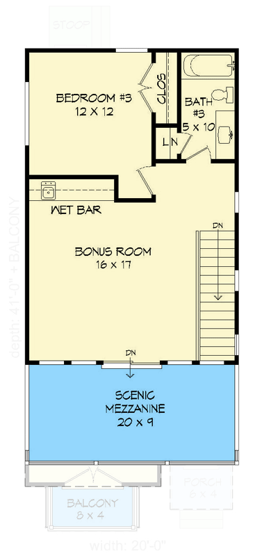 Plan 68703VR: Modern Contemporary 3-Story Home Plan Ideal for Narrow Lot - Floor Plan - 3rd Floor - Contemporary, Modern