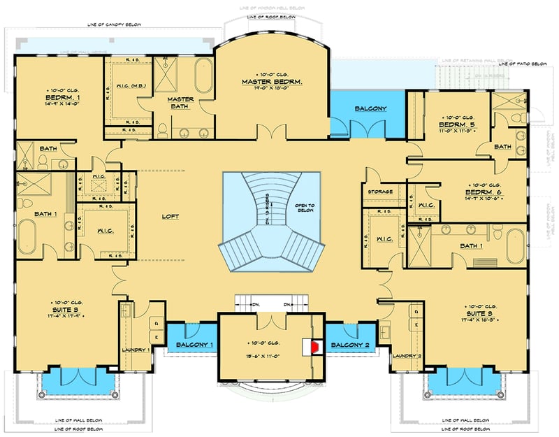Plan 666103RAF: Luxuriously Spacious Home Plan with Lower-level ADU - Floor Plan - 2nd Floor - European, Mediterranean, Transitional