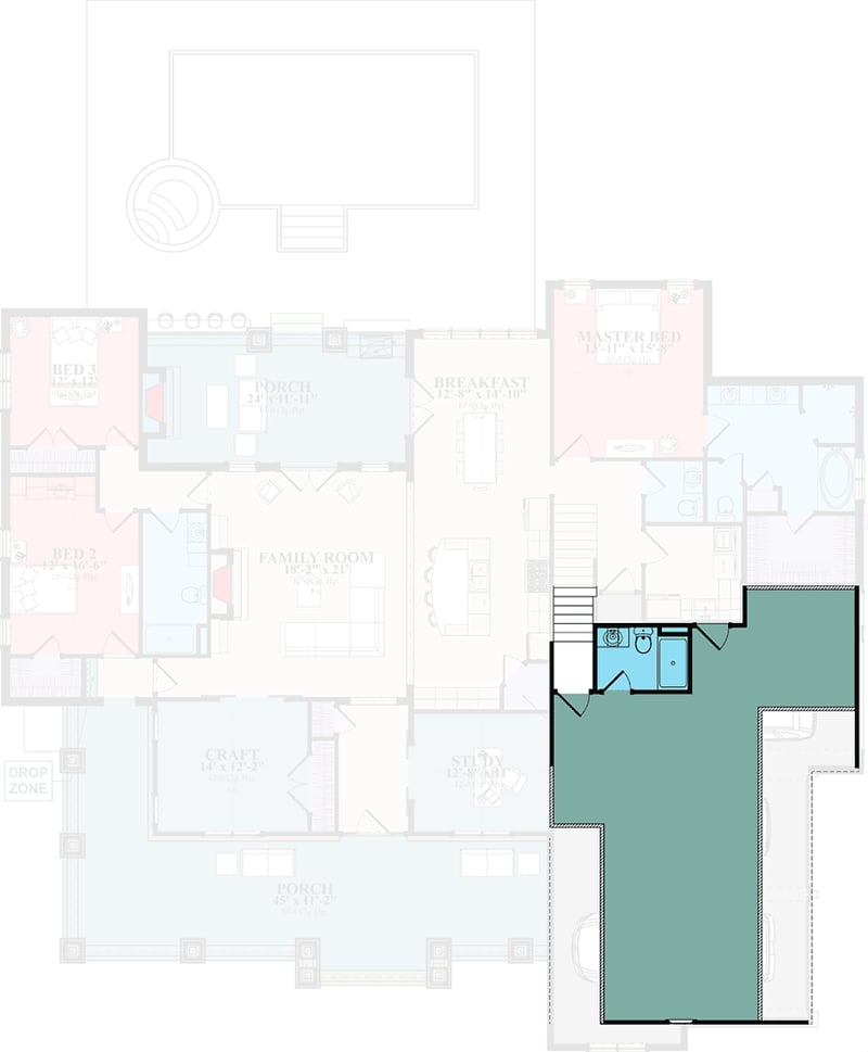 Plan 86350HH: One-level New American Home Plan with Bonus Level above Garage - Floor Plan - Bonus Level - New American, Southern, Traditional