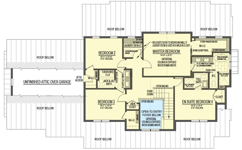 Plan 654012KNA: Modern Farmhouse Plan with Upstairs Master Suite - 2691 Sq Ft - Floor Plan - 2nd Floor - Country, Farmhouse, Modern Farmhouse, New American