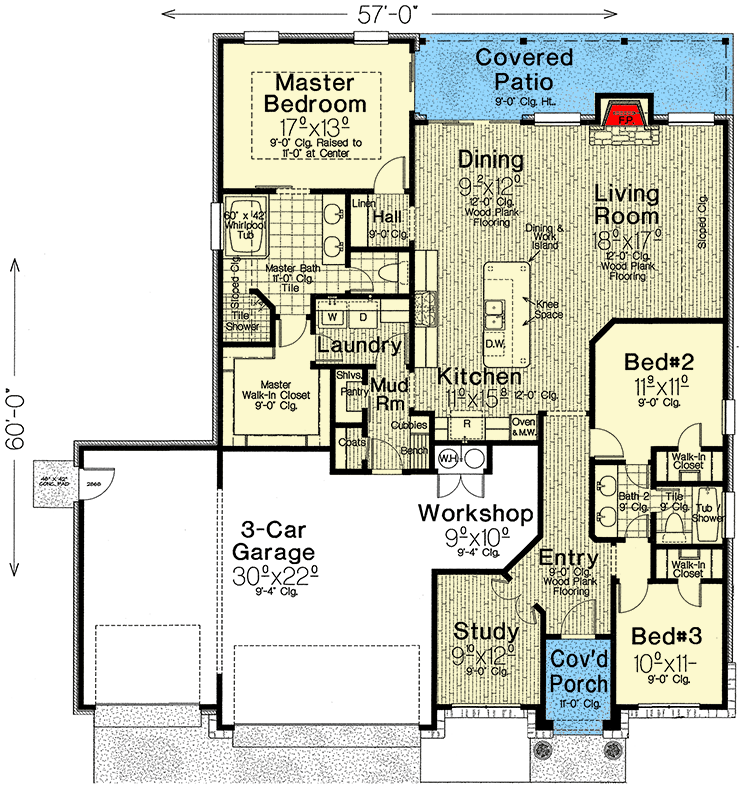 Plan 48610FM: Exclusive 3-Bed Home Plan with Split Bedrooms - Floor Plan - Main Level - Craftsman, European, French Country, New American