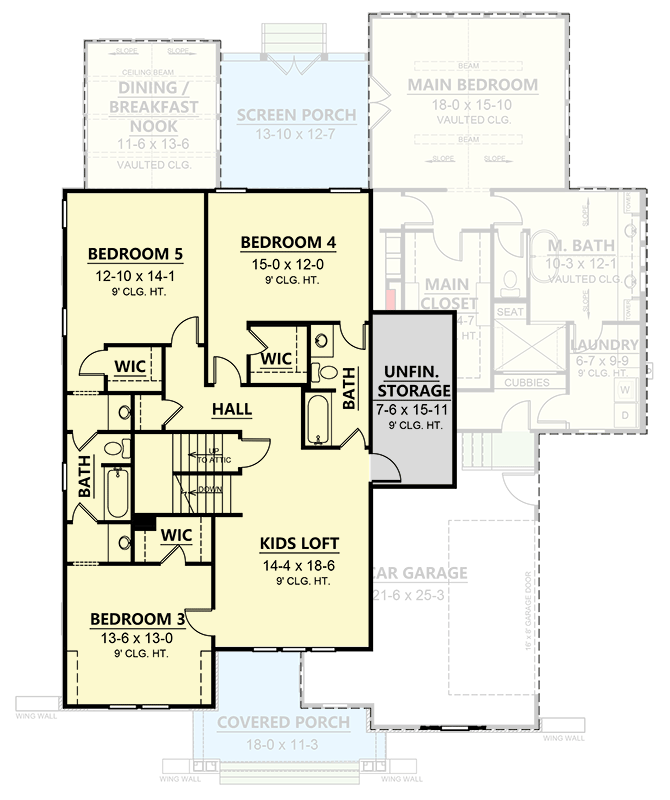 Plan 260000RVC: 5-Bed New American House Plan with Kids' Loft and Optional Third Floor Expansion - Floor Plan - 2nd Floor - New American, Traditional, Transitional