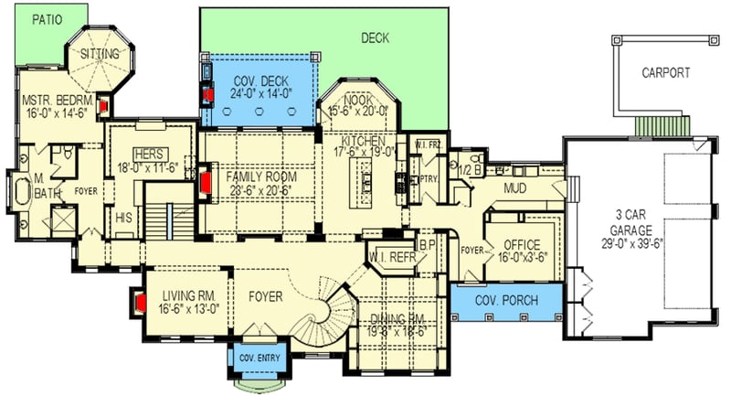 Plan 290111IY: Luxury Chateau Plan with Optional Lower Level  - Floor Plan - Main Level - European, Mediterranean