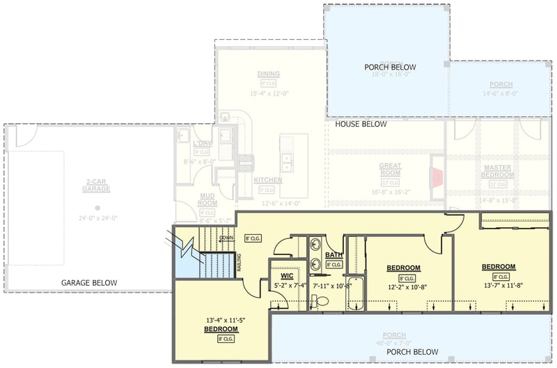 Plan 911007JVD: Modern Farmhouse Plan Under 2500 Square Feet with Main-floor Master Bedroom - Floor Plan - 2nd Floor - Country, Modern Farmhouse, New American, Traditional