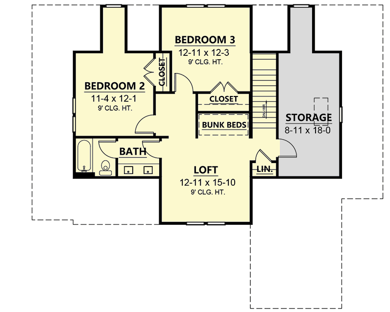Plan 260005RVC: Charming Two-story Home Plan with Home Office and Screened Porch - Floor Plan - 2nd Floor - Country, Farmhouse, Modern Farmhouse, New American