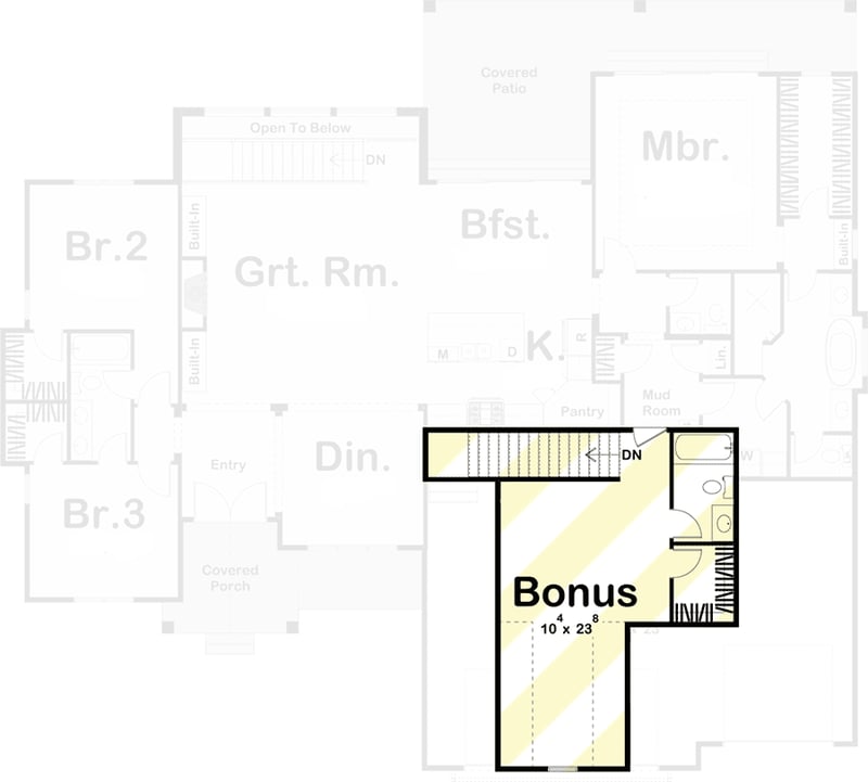 Plan 62301DJ: Split Bedroom New American Ranch Home Plan with Open Concept Core - Floor Plan - 2nd Floor - Country, Craftsman, New American, Ranch