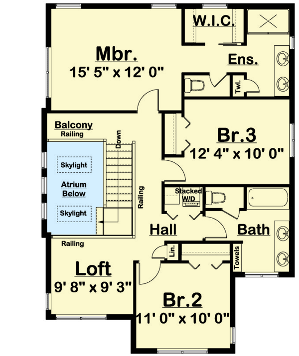 Plan 67806MG: Two-story Contemporary House Plan with Atrium - Floor Plan - 2nd Floor - Contemporary, Modern, Northwest, Prairie