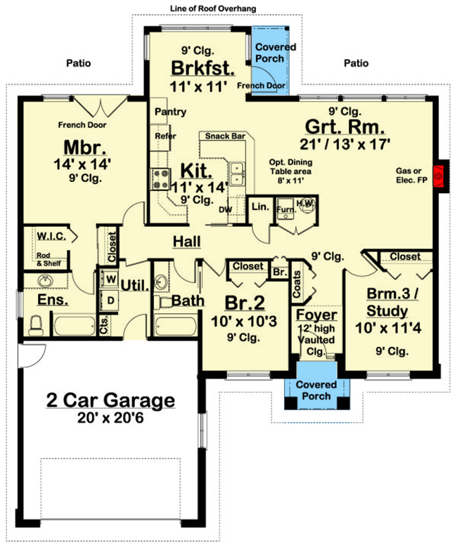 Plan 67808MG: New American Ranch House Plan with 3 Bedrooms