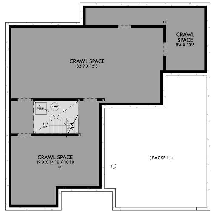 Plan 67809NWL: Two-level Contemporary House Plan with Storage in Double Garage - Floor Plan - Crawlspace/Mechanicals - Contemporary, Northwest, Prairie