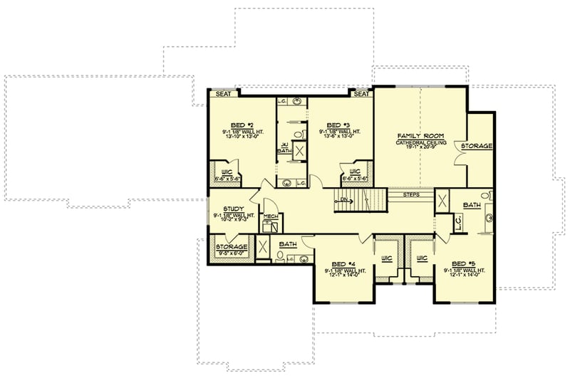 Plan 135036GRA: Two-story Modern Farmhouse Plan with Optional Lower-level Guest Suite - Floor Plan - 2nd Floor - Country, Farmhouse, Modern Farmhouse, New American, Traditional