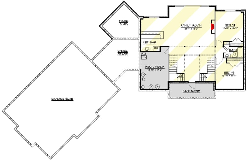 Plan 135037GRA: New American Country House Plan with Angled Garage and Massive Bonus Room - Floor Plan - Optional Lower Level - Country, Craftsman, Mountain, New American